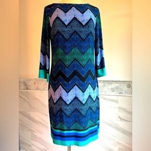 Laura Jeffries Chevron Print A-Line Stretch Dress